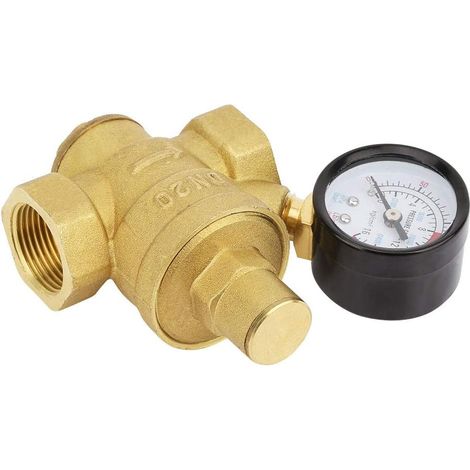 Adjustable Brass Pressure Reducer DN20 with Pressure Gauge, default (1/5)