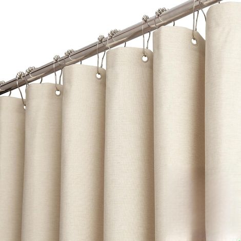 Douche Anti Moisissure Imperméable, 200 x 180 cm Rideau Baignoire, Antibactérien, Facile à Nettoyer, Rideaux de Douche pour Salle de Bains, Rideau de Douche en Lin texturé avec 12 Crochets (1/5)