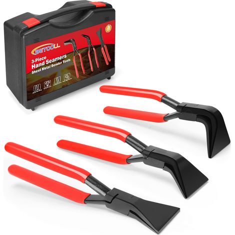 Lot de 3 outils de couture à main en tôle - Mâchoire droite, pince à cintrer 45° et 90° avec boîte à outils pour plier et aplatir la tôle (1/5)