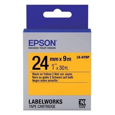 Epson Nastro fondo Pastello Giallo per testo Nero 24/09 LK-6YBP (1/5)