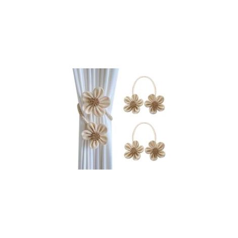 Set mit 2 Raffhaltern, Raffhalter im Boho-Stil, Raffhalter mit Blumenmuster, modische Raffhalter, Gardinenbefestigungen für Zuhause, Büro usw. - Crezuo