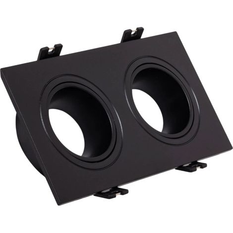 Aro Foco Downlight 2xGU10 Policarbonato Rectangular Negro
