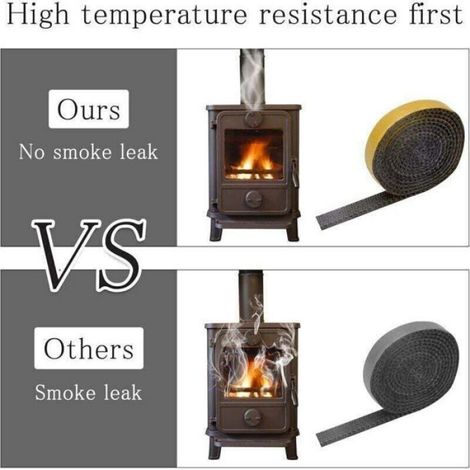 Joint D'Étanchéité Pour Cheminée - Fibre De Verre - Résistant Jusqu'à 550 °C - Auto-Adhésif - 2 M × 15 Mm × 3 Mm (1/4)