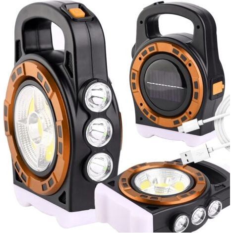 Lampe torche solaire, lampe LED portable rechargeable, batterie externe avec réflecteur. - AquaForge (1/5)