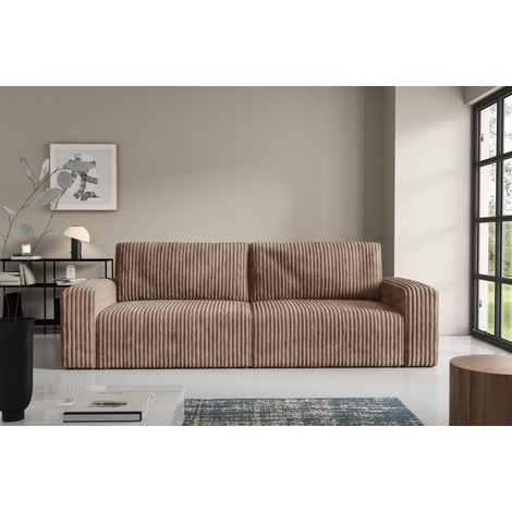Sofa 3-Sitzer mit Schlaffunktion NATALIA in Stoff Tilia Beige