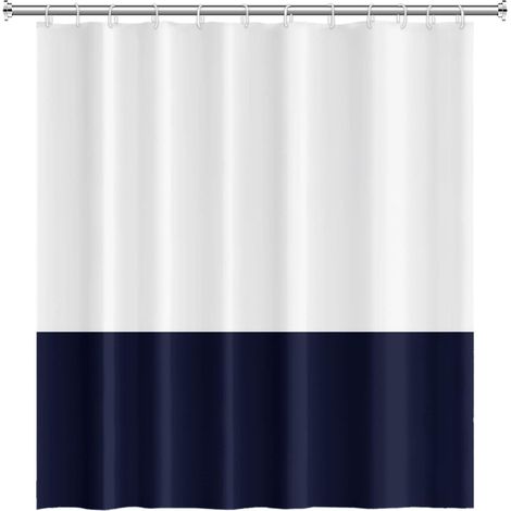 105x160cm Blanc Bleu Rideau de Douche Simple Thème Classique Traditionnel Tissu Polyester Étanche pour Salle de Bain avec Crochets (1/5)