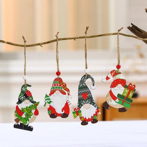 Boîte en bois de Noël pendentif en bois Vieil homme sans visage ornements en bois ornements d'arbre de Noël pendentif (1/5)