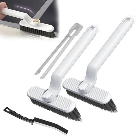 (Blanc) Lot de 3 Brosse Nettoyage Salle de Bain, 360 Degrés Brosse Rotative Nettoyage des Interstices, Brosse Joint Carrelage, Brosse pour Crevasses à Poils Durs, pour Rainure Fenetre, Toilettes (1/5)