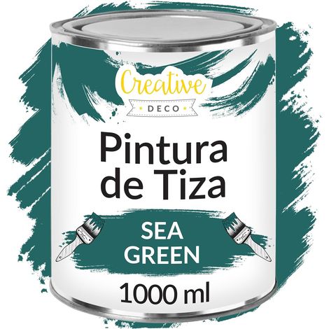 Creative Deco Pintura a la Tiza Verde Agua 1L Mate y Lavable para Muebles de Madera