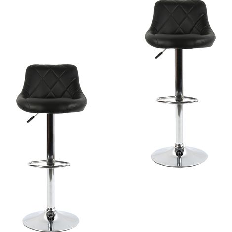 2Sgabello da Bar ,Moderno Sedia Cucina,con Schienale Poggiapiedi Senza Braccioli Similpelle Cromato Altezza Regolabile Girevole design ,nero
