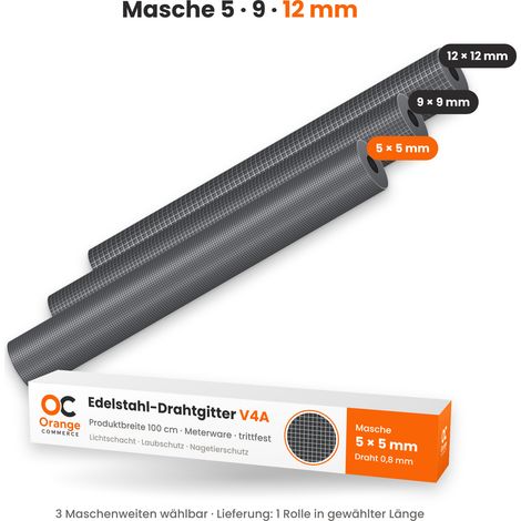 Edelstahl Drahtgitter Gitter trittfest Lichtschachtabdeckung Laubschutz 4 A 5 x 5 mm
