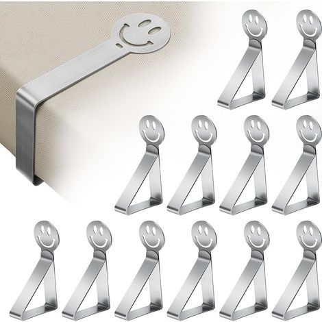 12 Stück Tischdeckenklammern aus Edelstahl, verstellbare Tischdeckenklammern für den Außenbereich, rutschfeste Tischdeckenbefestigungen für Garten, Küche, Büro, Restaurant, Hochzeit, Party (Smile) (1/5)