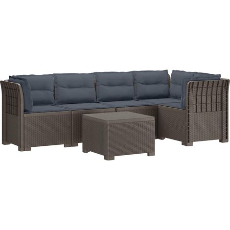 Divano da Giardino 5 Posti con Cuscini Stile Rattan PP vidaXL (1/5)