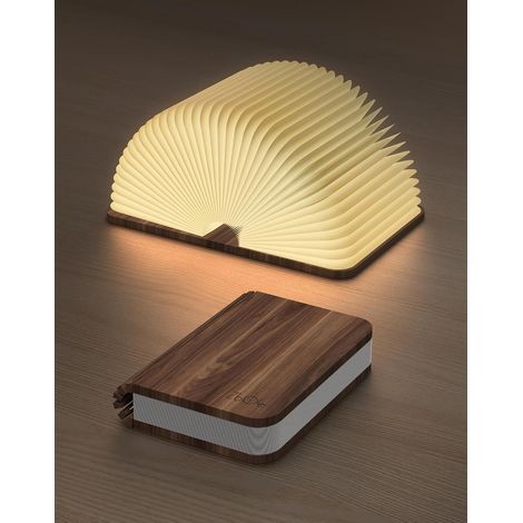 2CMLampe Livre en Bois 1 Pliable,à Piles,(Noyer)Éclairage Ambiant LED Magnétique pour Décoration Maison & Bibliothèque (1/5)