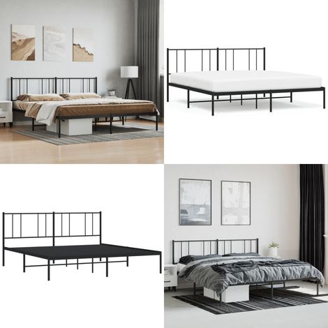 Bettgestell mit Kopfteil Metall Schwarz 180x200 cm - Metallbettfundament - Doppelbett - Boxspringrahmen - Schwarzes Bettgestell - Bettrahmen Schwarz - Home & Living (1/5)