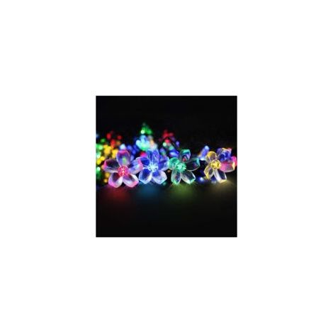 Luci decorative solari a stringa Mr.Twinklelight da 6,5 m con 50 LED, design floreale e 2 modalità di illuminazione, ideali per Natale, alberi, giardini, patii e balconi, multicolore - Crezuo