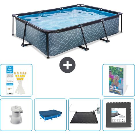 Exit Pool Rechteckig - Steinoptik - 300x200x65 cm - 7-teilig S227
