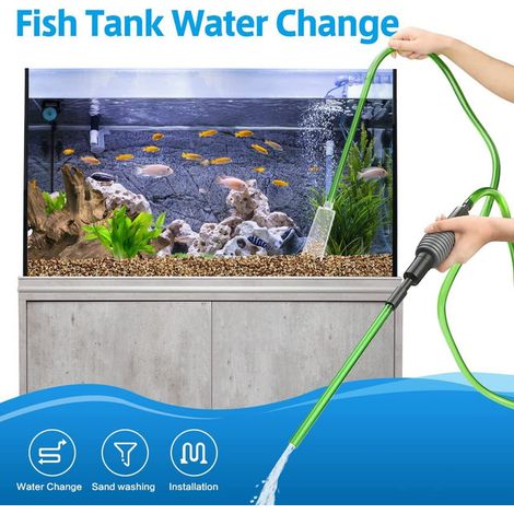 Siphon Aspirateur d'Aquarium Nettoyeur de Gravier et Changeur d'Eau pour Poisson Réservoir Pompe Siphon Manuelle avec Tuyau Flexible