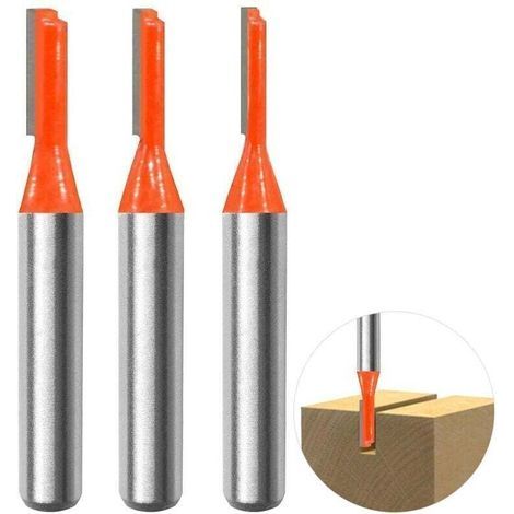 3pcs 8mm Tige Straight Routeur Bit Set, Fraises à Rainurer Fraise à Bois Outillage Bois Fraise 3mm,4mm,5mm Pour Transformation Du Bois PerçAge Et Sculpture (1/4)