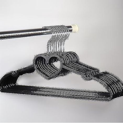 Set mit 20 herzförmigen Kleiderbügeln, ideal für den täglichen Gebrauch – Ausführung 1 – schwarz (1/3)