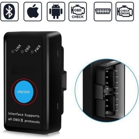 Outil De Diagnostic OBD2 Elm327 Bluetooth V1.5 Pour Voiture Universel - Lecteur De Codes Erreurs - Compatible Tous Véhicules Essence Et Diesel - 1 Pièce (1/4)