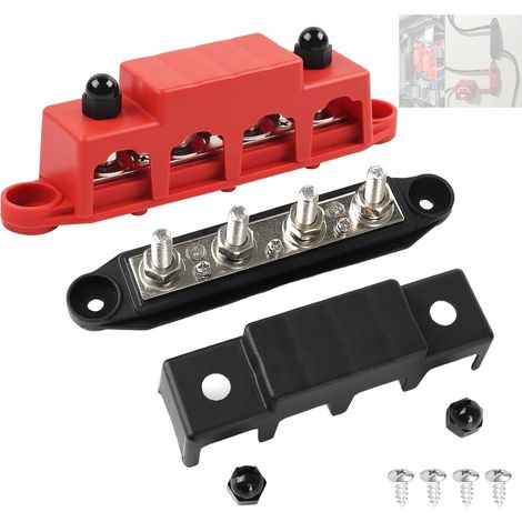 Bloc de distribution à barres omnibus CC, 2 pièces Bloc de distribution de bus, 250 A Boîtier BusBar, courant Courant de mise à la terre, avec 4 boulons de serrage M8, pour voiture (1/5)