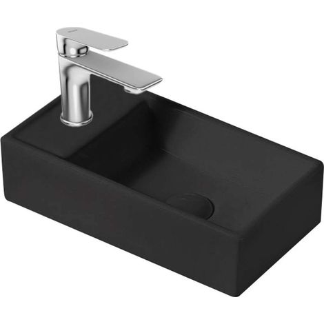 kielle Arkas I - Lave-mains 42x23 cm, sans trop-plein, 1 trou pour robinetterie à gauche, noir mat 30611404L