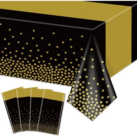Tischdecken rechteckig 220x130 cm, 4 Stück, Schwarz Gold, wasserdicht
