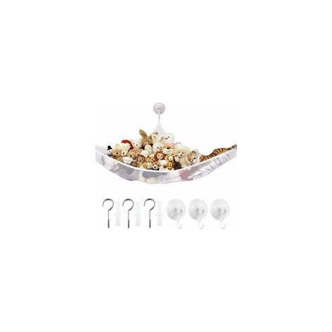 Filets De Hamac De Jouet, Filet De Rangement De Sac De Rangement De Sac De Rangement De Jouet Suspendu Pour Ours En Peluche De Chambre D'Enfants De Jouets (Blanc) (1/5)