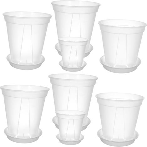 8 Pièces Pots de Jardin Plastique Transparent avec Contrôle Racinaire Épais pour Orchidées Plantes Roses Pots Respirants Polyvalents pour Plantation Intérieure et Extérieure (1/5)