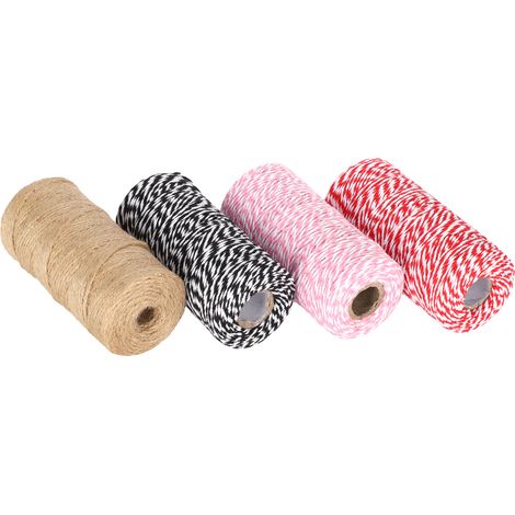 Lot de 4 ficelles en coton torsadé pour emballage, idéales pour les loisirs créatifs et le bricolage. (1/5)