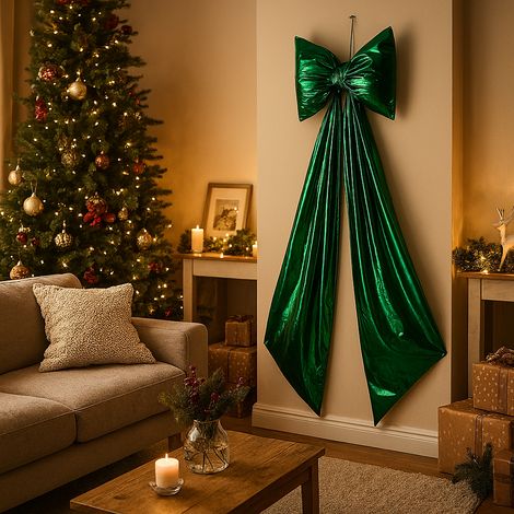 Fiocco natalizio laminato Verde per albero di natale decorazione -150 cm (1/4)