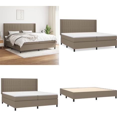 Sommier à lattes de lit avec matelas Taupe 200x200 cm Tissu - Lit Tapissier - Lit Double - Matelas Ressorts Ensachés - Literie Taupe - Meuble Chambre À Coucher - Home & Living (1/5)