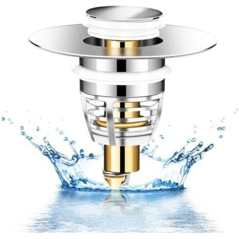 CSPARCV (6×6×5cm) Odor-inhibiting, universal pop-up drain – with 2 silicone seals – accelerates water drainage without clogging, for bathtub, kitchen and sink
