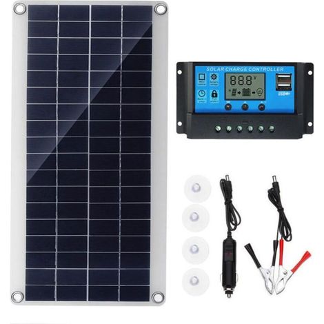 Panneau Solaire 300W 12V, Kit de Panneau Solaire, Chargeur de Batterie Kit avec régulateur de Charge Solaire 20A pour Camping-Car (1/4)