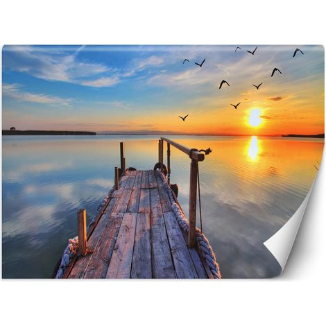 Carta Da Parati, Passerella Lago Tramonto - 350x245 (1/5)