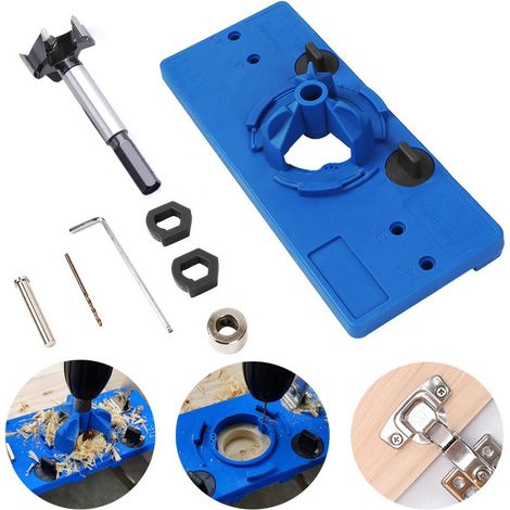 Guida di foratura per cerniera da 35 mm, utensile per punzonatura per lavorazione del legno per cerniera nascosta per mobili, adatto per telaio porta mobile (1/5)