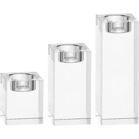 Bougeoir en cristal transparent pour bougie chauffe-plat, style tendance, 5 x 5 x 8 cm, idéal pour la décoration intérieure (1 pièce). (1/5)