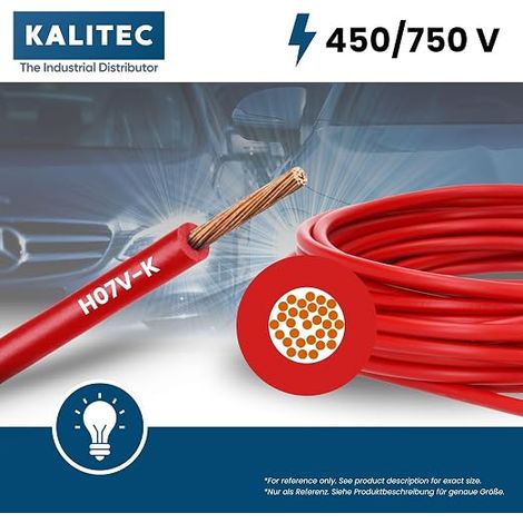 Câble H07V-K 1,5 mm² Rouge - Fil de Câblage Flexible en PVC (1/4)