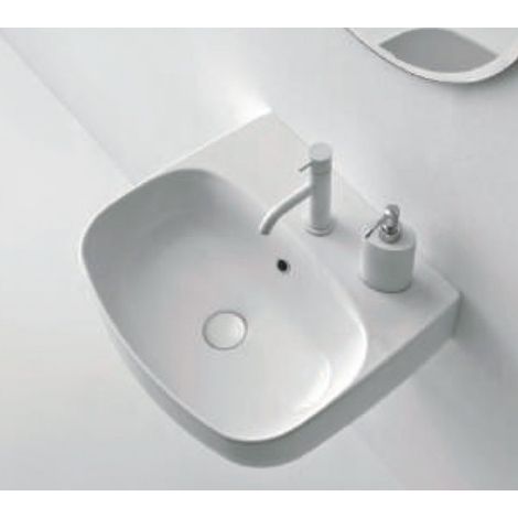 LAVABO SUSPENDU NOLITA AVEC PLAGE 50X45 BLANC - CRISTINA ONDYNA NOLI5024 (1/2)