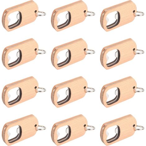 Lot de 12 Ouvre-Bouteilles en Bois à Graver Porte-Clés pour Cadeau Fête