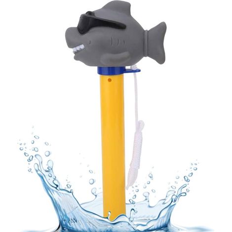 Thermomètre de piscine - Thermomètre flottant motif requin - Jouet de piscine - Thermomètre pour jacuzzi/bassin - Motif requin - ABS/PVC gris (1/5)