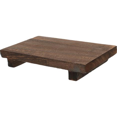 Plateau de Salle de Bain en Bois Vintage, Grand Support sur Pied pour Savonnette et Bouteilles, Rehausseur Décoratif Multifonction pour Rangement et Présentation, Style Rustique,'-'-