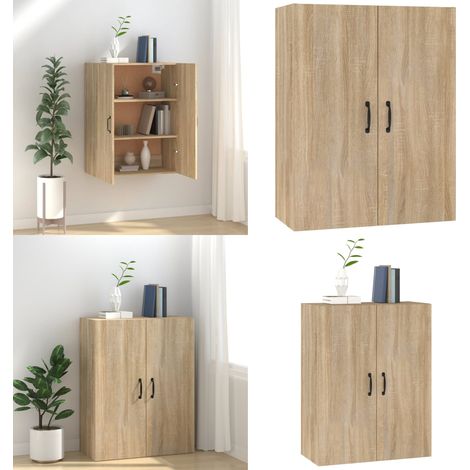 Armoire suspendue Chêne sonoma 69,5x34x90 cm Bois d'ingénierie - Armoire Suspendue - Meuble De Rangement - Armoire Murale - Étagère Murale - Décoration Murale - Home & Living