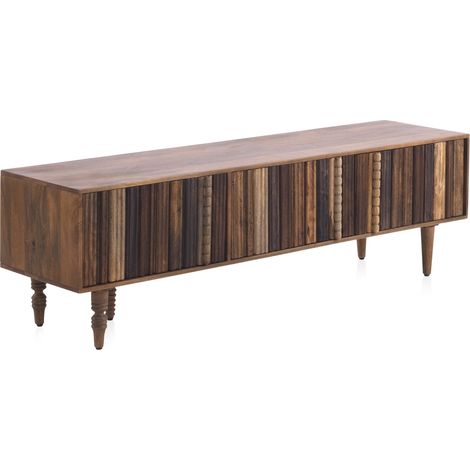 Meuble TV avec 3 portes stratifiées multicolores en bois d'acacia massif (1/5)