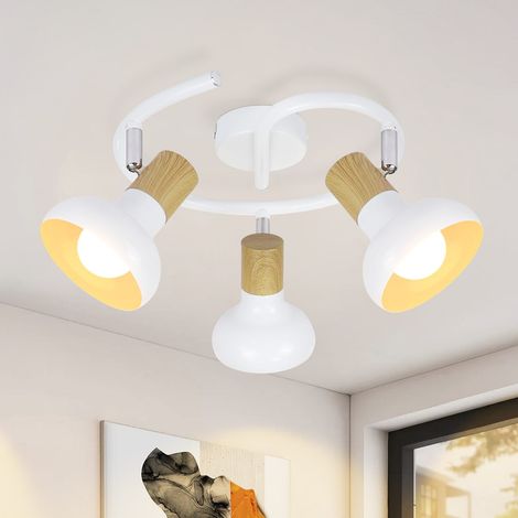 ZMH Plafonnier Spot de Plafond Vintage Plafonnier de Couloir Industriel 3 Ampoules Lampe de Couloir Ronde Intérieur Pivotant à 350° Blancs E14 pour Hôtel Salon Chambre (sans Ampoule) (1/5)