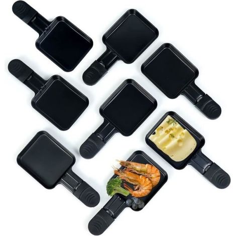 Coupelle Raclette Po¨ºlon Raclette Grill Accessoires Rev¨ºtement Antiadh¨sif, 18x8.5x0.5cm, 8 Plats, A618 (1/4)