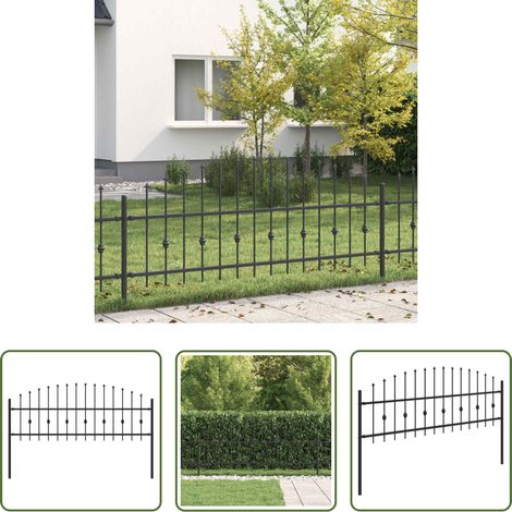 vidaXL Gartenzaun - Spießzaun Schwarz 200 x 130 cm Pulverbeschichteter Stahl (1/5)