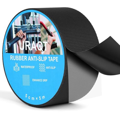 Ruban Adhésif Antidérapant En Caoutchouc, 5cm×5m Bandes Antidérapantes Avec Ruban Adhésif,noir Autocollant Ultra Résistant Et Imperméable, Scotch Pour Escaliers, Marches, Revêtements De Sol (1/5)