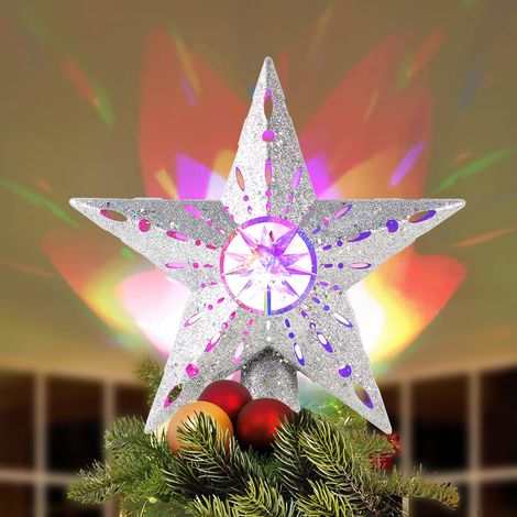 Stella d’Argento Albero Natale Proiettore LED Rotante 3D (1/5)